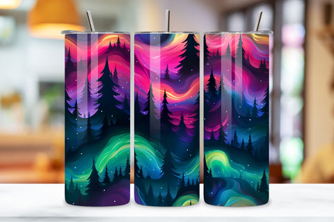 Aurora Borealis Magic Tumbler Wrap | Seamless Wrap Design, Northern Lights Tumbler Wrap, 20oz Skinny Tumbler Neon Alcohol Ink Sublimation Seamless Aurora Borealis Tumbler PNG File Sublimation FloridPrintables 