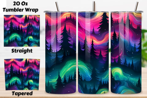 Aurora Borealis Magic Tumbler Wrap | Seamless Wrap Design, Northern Lights Tumbler Wrap, 20oz Skinny Tumbler Neon Alcohol Ink Sublimation Seamless Aurora Borealis Tumbler PNG File Sublimation FloridPrintables 