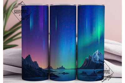 Aurora Borealis Mountain 20oz Tumbler Sublimation sassyprint 