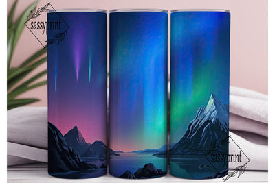 Aurora Borealis Mountain 20oz Tumbler Sublimation sassyprint 
