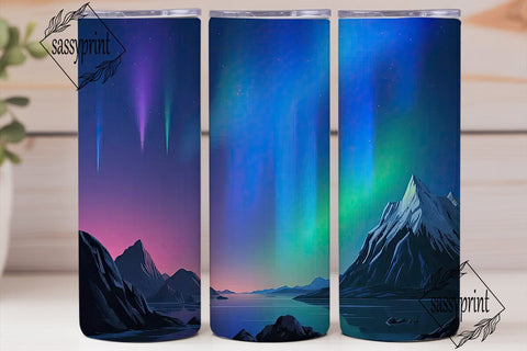 Aurora Borealis Mountain 20oz Tumbler Sublimation sassyprint 