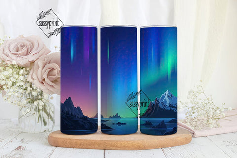 Aurora Borealis Mountain 20oz Tumbler Sublimation sassyprint 