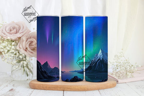 Aurora Borealis Mountain 20oz Tumbler Sublimation sassyprint 