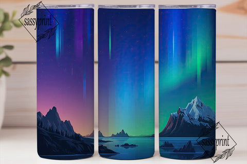 Aurora Borealis Mountain 20oz Tumbler Sublimation sassyprint 
