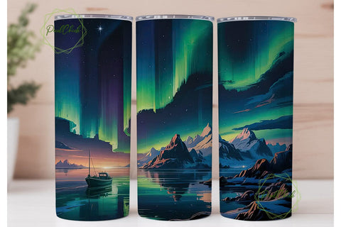 Aurora Borealis Night 20oz Tumbler Wrap Sublimation PixelChick 