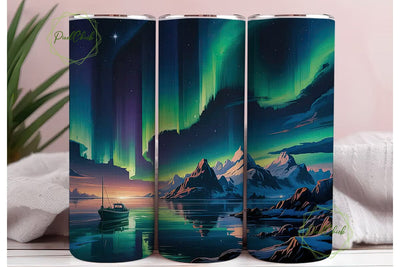 Aurora Borealis Night 20oz Tumbler Wrap Sublimation PixelChick 