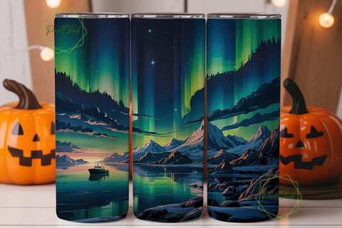 Aurora Borealis Night 20oz Tumbler Wrap Sublimation PixelChick 