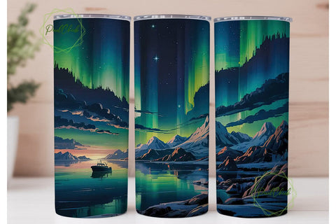 Aurora Borealis Night 20oz Tumbler Wrap Sublimation PixelChick 