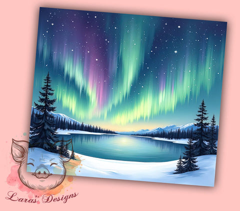 Aurora Borealis Scenic Tumbler Wrap, Northern Lights Aurora Tumbler, Aurora Borealis Tumbler Wrap, Winter Night Digital Wrap, Scenic Nature Tumbler Wrap, Seamless Design Sublimation Lara' s Designs 