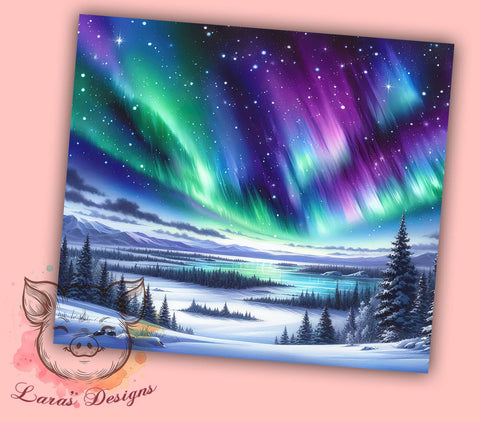 Aurora Borealis Scenic Tumbler Wrap, Northern Lights Aurora Tumbler, Aurora Borealis Tumbler Wrap, Winter Night Digital Wrap, Scenic Nature Tumbler Wrap, Seamless Design Sublimation Lara' s Designs 