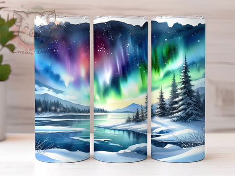 Aurora Borealis Scenic Tumbler Wrap, Northern Lights Aurora Tumbler, Aurora Borealis Tumbler Wrap, Winter Night Digital Wrap, Scenic Nature Tumbler Wrap, Seamless Design Sublimation Lara' s Designs 