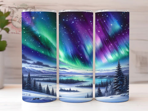 Aurora Borealis Scenic Tumbler Wrap, Northern Lights Aurora Tumbler, Aurora Borealis Tumbler Wrap, Winter Night Digital Wrap, Scenic Nature Tumbler Wrap, Seamless Design Sublimation Lara' s Designs 