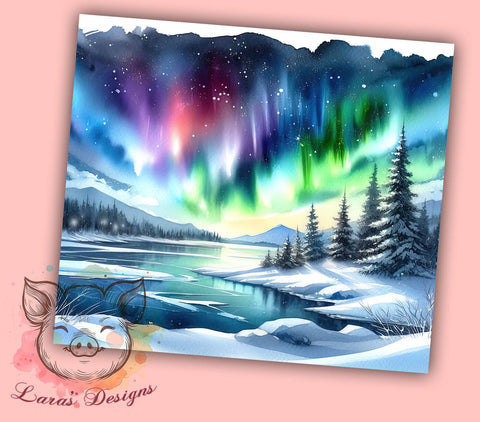 Aurora Borealis Scenic Tumbler Wrap, Northern Lights Aurora Tumbler, Aurora Borealis Tumbler Wrap, Winter Night Digital Wrap, Scenic Nature Tumbler Wrap, Seamless Design Sublimation Lara' s Designs 