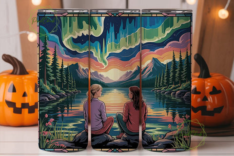 Aurora Borealis Stained Glass Tumbler Sublimation PixelChick 