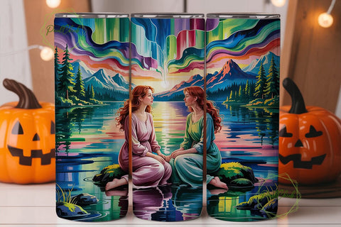 Aurora Borealis Stained Glass Tumbler Sublimation PixelChick 