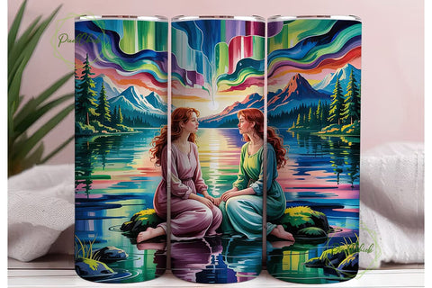 Aurora Borealis Stained Glass Tumbler Sublimation PixelChick 