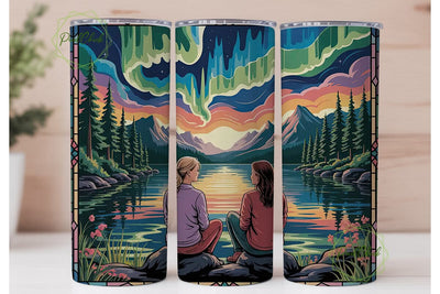 Aurora Borealis Stained Glass Tumbler Sublimation PixelChick 