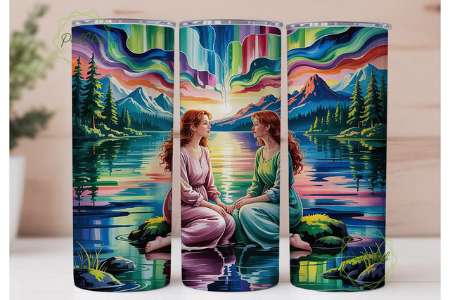Aurora Borealis Stained Glass Tumbler Sublimation PixelChick 