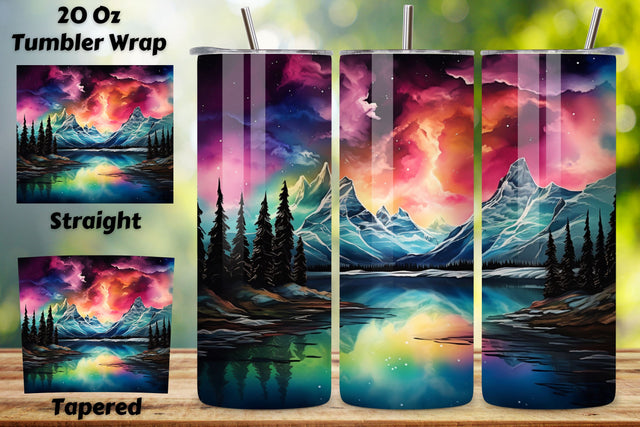 Aurora Borealis Tumbler Wrap | Northern Lights 20 oz Skinny, Seamless Northern Lights Tumbler Wrap, Instant Download, 300 DPI PNG, 20oz Sublimation Design, Straight & Tapered Sublimation FloridPrintables 