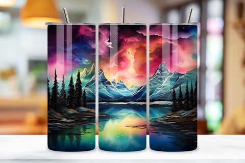 Aurora Borealis Tumbler Wrap | Northern Lights 20 oz Skinny, Seamless Northern Lights Tumbler Wrap, Instant Download, 300 DPI PNG, 20oz Sublimation Design, Straight & Tapered Sublimation FloridPrintables 