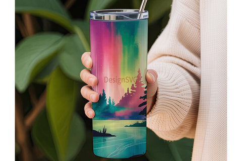 Aurora Borealis Tumbler Wrap Sublimation DesignSVG 