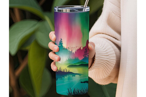 Aurora Borealis Tumbler Wrap Sublimation DesignSVG 
