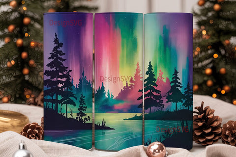 Aurora Borealis Tumbler Wrap Sublimation DesignSVG 