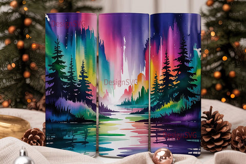 Aurora Borealis Tumbler Wrap Sublimation DesignSVG 