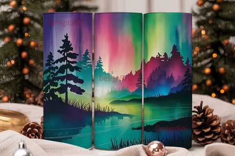 Aurora Borealis Tumbler Wrap Sublimation DesignSVG 