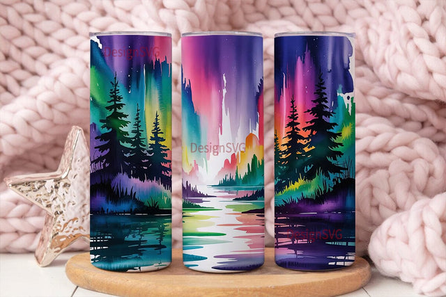 Aurora Borealis Tumbler Wrap Sublimation DesignSVG 