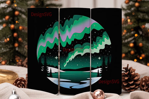 Aurora Borealis Winter 20oz Tumbler Wrap Sublimation DesignSVG 