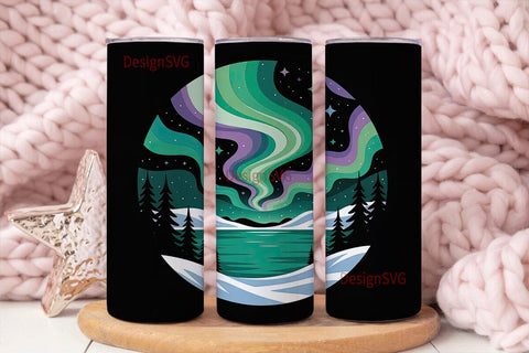 Aurora Borealis Winter 20oz Tumbler Wrap Sublimation DesignSVG 