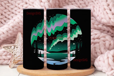 Aurora Borealis Winter 20oz Tumbler Wrap Sublimation DesignSVG 