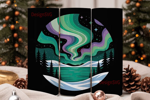 Aurora Borealis Winter 20oz Tumbler Wrap Sublimation DesignSVG 