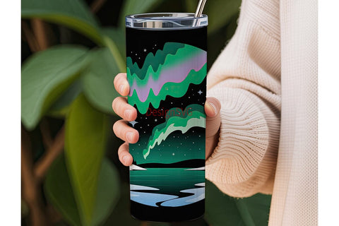 Aurora Borealis Winter 20oz Tumbler Wrap Sublimation DesignSVG 
