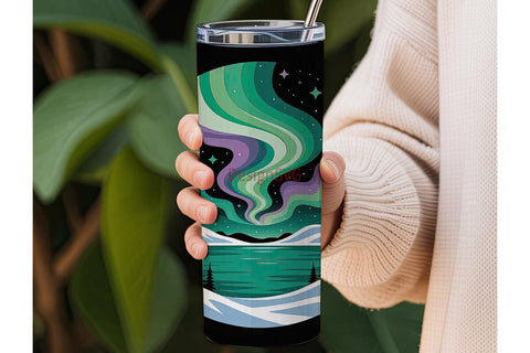 Aurora Borealis Winter 20oz Tumbler Wrap Sublimation DesignSVG 