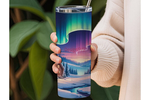 Aurora Cabin 20oz Tumbler Wrap Sublimation DesignSVG 