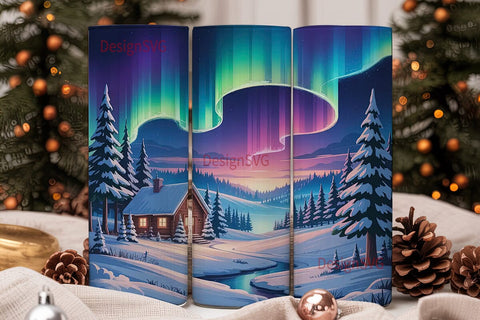 Aurora Cabin 20oz Tumbler Wrap Sublimation DesignSVG 