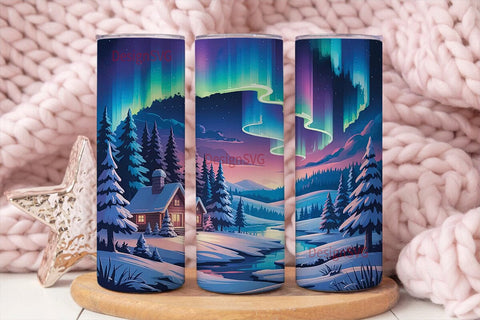 Aurora Cabin 20oz Tumbler Wrap Sublimation DesignSVG 