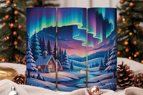 Aurora Cabin 20oz Tumbler Wrap Sublimation DesignSVG 