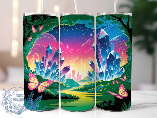 Aurora Crystal Butterfly Tumbler, Crystal Butterfly Art, Aurora Butterfly Design, 20Oz Wrap Design, Butterfly Sublimation, Iridescent Aurora Theme, Magical Crystal Pattern Sublimation ToriDesigns 