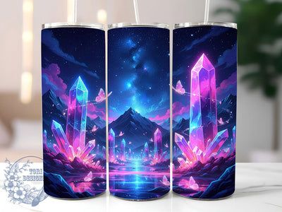 Aurora Crystal Butterfly Tumbler, Crystal Butterfly Art, Aurora Butterfly Design, 20Oz Wrap Design, Butterfly Sublimation, Iridescent Aurora Theme, Magical Crystal Pattern Sublimation ToriDesigns 