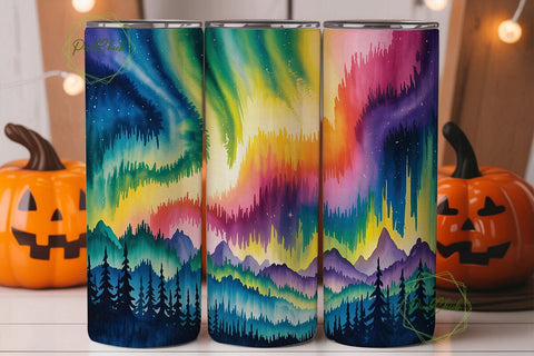 Aurora Forest 20oz Tumbler Wrap Sublimation PixelChick 