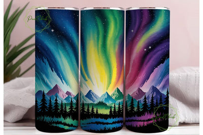 Aurora Forest 20oz Tumbler Wrap Sublimation PixelChick 