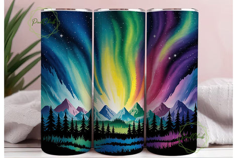 Aurora Forest 20oz Tumbler Wrap Sublimation PixelChick 