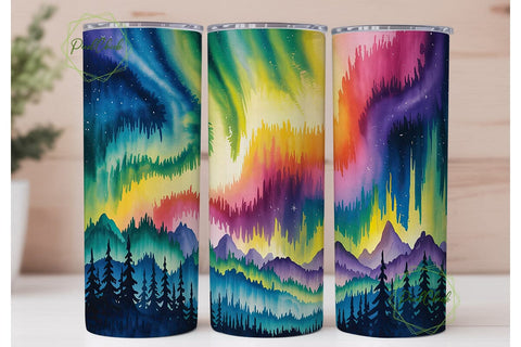 Aurora Forest 20oz Tumbler Wrap Sublimation PixelChick 