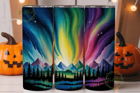 Aurora Forest 20oz Tumbler Wrap Sublimation PixelChick 