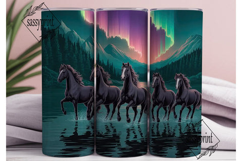 Aurora Horses 20oz Tumbler Wrap Sublimation sassyprint 