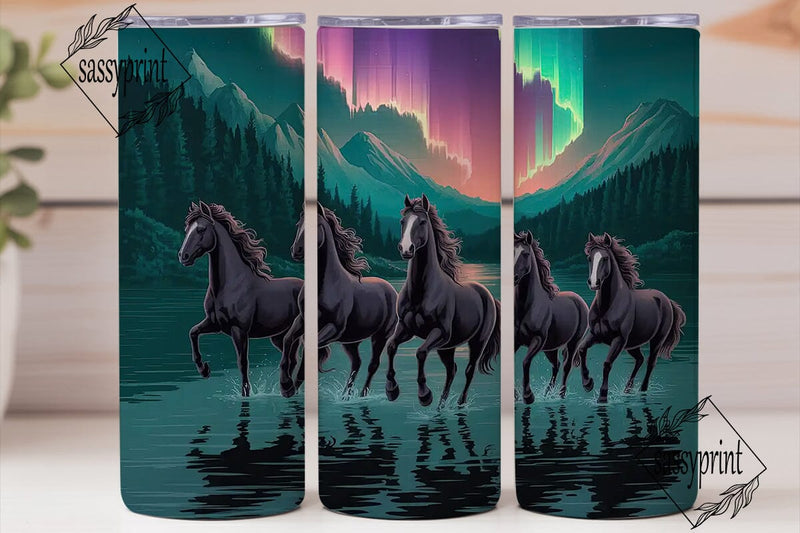 Aurora Horses 20oz Tumbler Wrap Sublimation sassyprint 