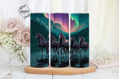 Aurora Horses 20oz Tumbler Wrap Sublimation sassyprint 